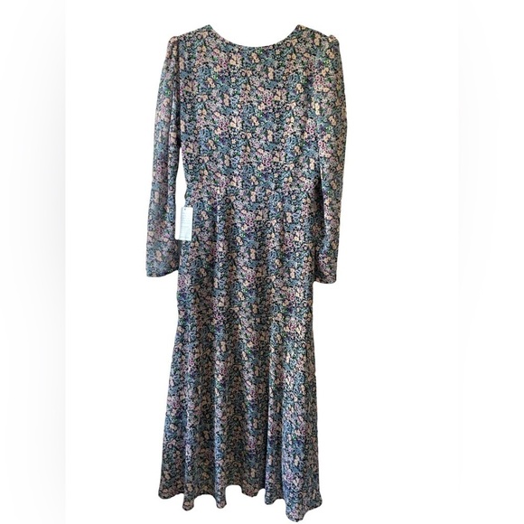 ASTR the Label 🆕 Dress Midi Ruched Front Asymmetric Floral Print Size Medium - Picture 5 of 8